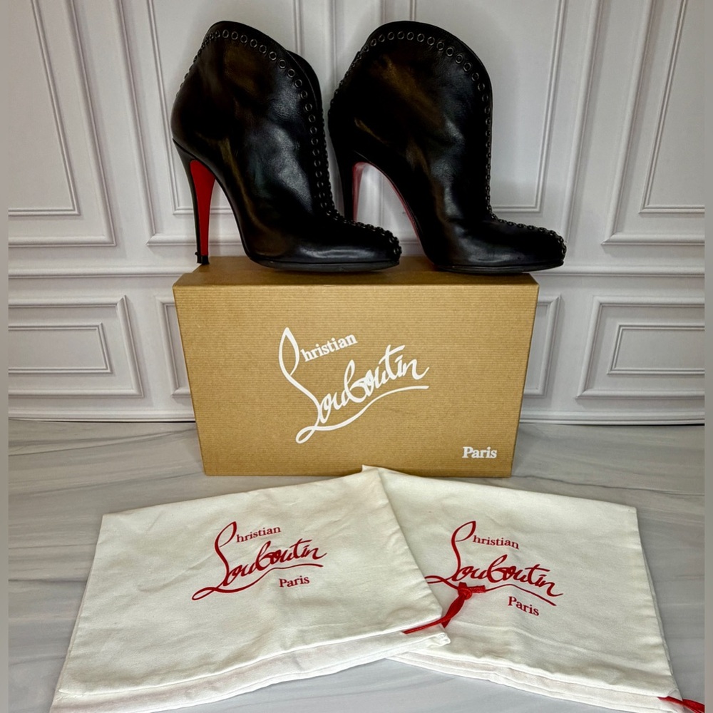 Christian Louboutin Jazz “Catch Me” Black Leather Ankle Booties | Full Set + COA - Picture 9 of 9